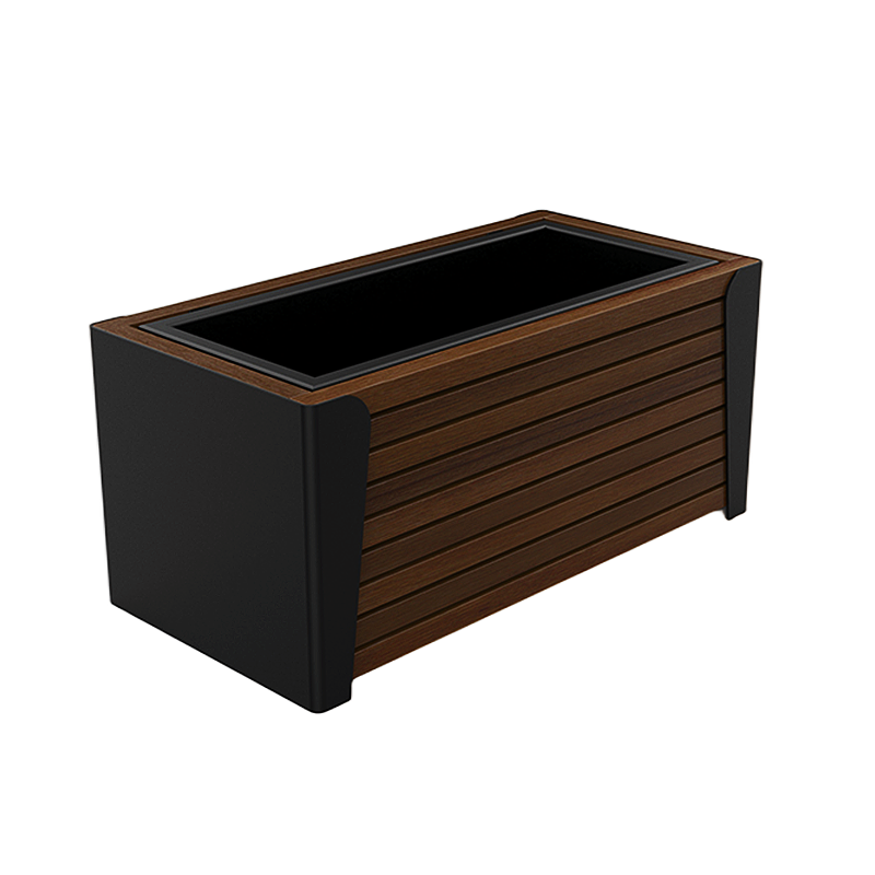 Wholesale Modern High Quality Center Mall Garden Park Street Station Outdoor Standing  Planter Wood Flowerpot