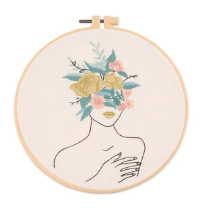 Flower and Women Embroidery <strong>Kit</strong> for Beginners,Cross Stitch <strong>Kit</strong> Adult with <strong>Pattern</strong> Starter Hand Embroidery DIY <strong>Kits</strong> - Product Image 4