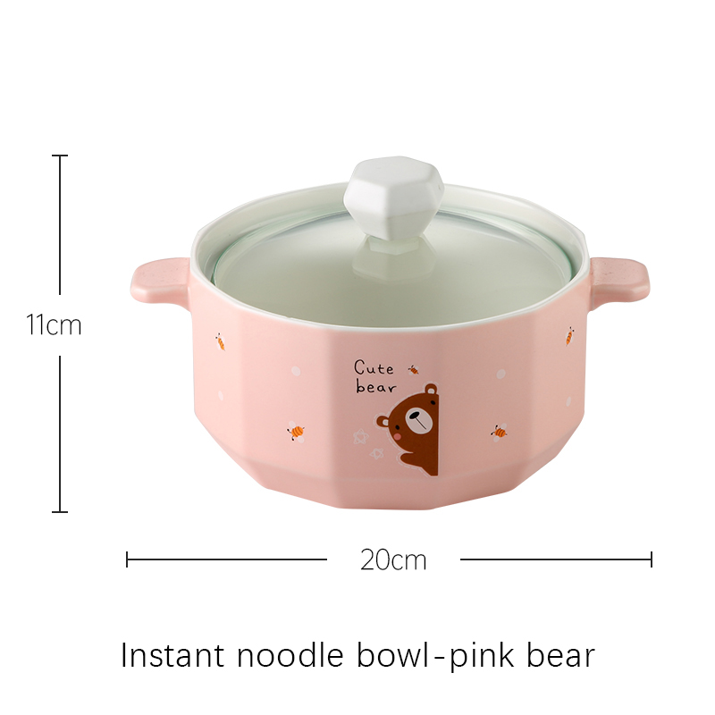 Bol de nouilles instantanées-ours rose