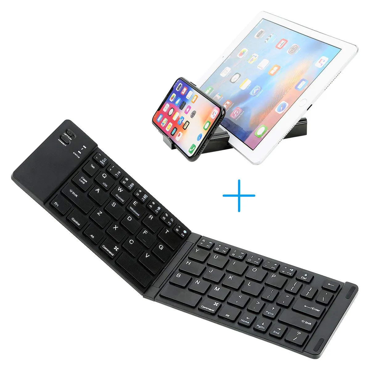 QWERTY scissor Multimedia slim Mini Folding Wireless Keyboard Aluminum Alloy Portable Bluetooth Keyboard for tablet