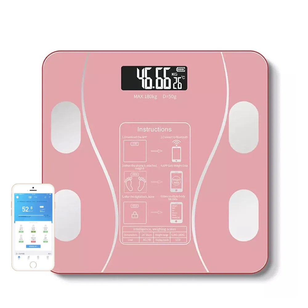 Báscula digital de grasa corporal para baño, balanza electrónica de peso corporal con carga USB, BL-2602, buen precio