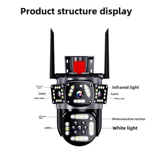 Cámara CCTV de seguridad para el hogar de 5MP, cámara inalámbrica con pantalla de tres pantallas, visión nocturna HD, Monitor inteligente, cámaras de vídeo en red PTZ