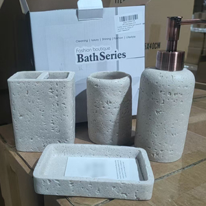 Polyresin Nordic gốm sứ phòng tắm thiết lập 4 pcs Minimalism trang trí nội thất xà phòng Dispenser <span class=keywords><strong>Set</strong></span> nhựa nhà phụ kiện phòng tắm thiết lập - Product Image 1