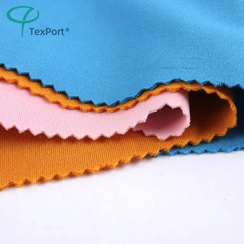 300Gsm kumaş üretimi hava tabakası streç çift taraflı Spandex örme kumaş Polyester spor giyim ceket için kumaşlar için