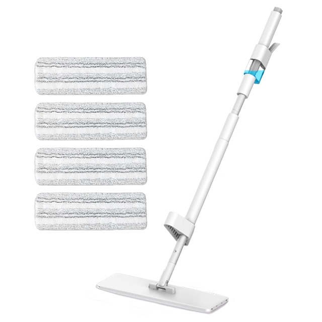 Mop spray a mani libere con 4 panni (asta in alluminio)