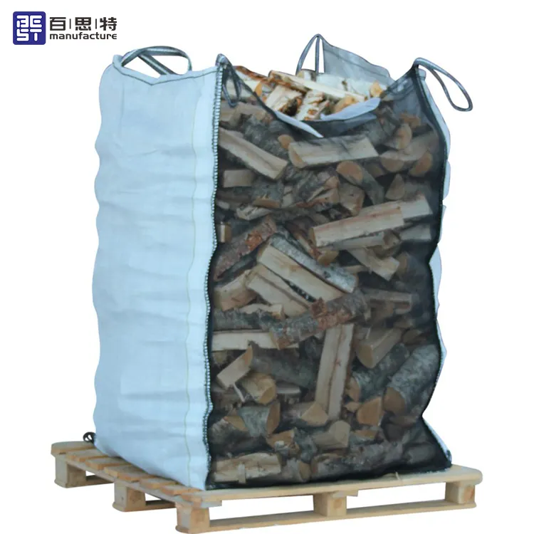 Sacco per legna da ardere 1500 l sacchetti traspiranti personalizzati per l'imballaggio e lo stoccaggio di sacchetti jumbo ventilati da 1000kg di cipolla