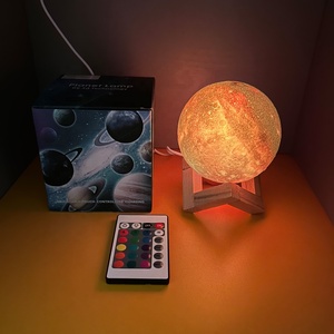 LED ay lambası 3D baskılı 15CM 18CM 20CM yıldızlı gökyüzü gece lambası 16 renk karartma değişen Lampe De Galaxie 3D noel hediyesi - Product Image 5