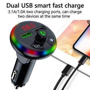 ホットカラフルライト3.1aデュアルUsb充電器Bluetooth5.0車Mp3プレーヤーTfカードUsbミュージックカーFmトランスミッターカーMp3 - Product Image 4
