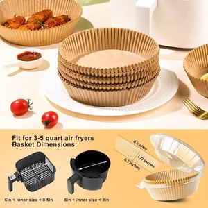 Yapışmaz tek kullanımlık gömlekleri pişirme kağıdı için hava fritöz tek kullanımlık kağıt astar 16cm 100 adet özel Logo Buff pişirme ve pasta araçları - Product Image 5