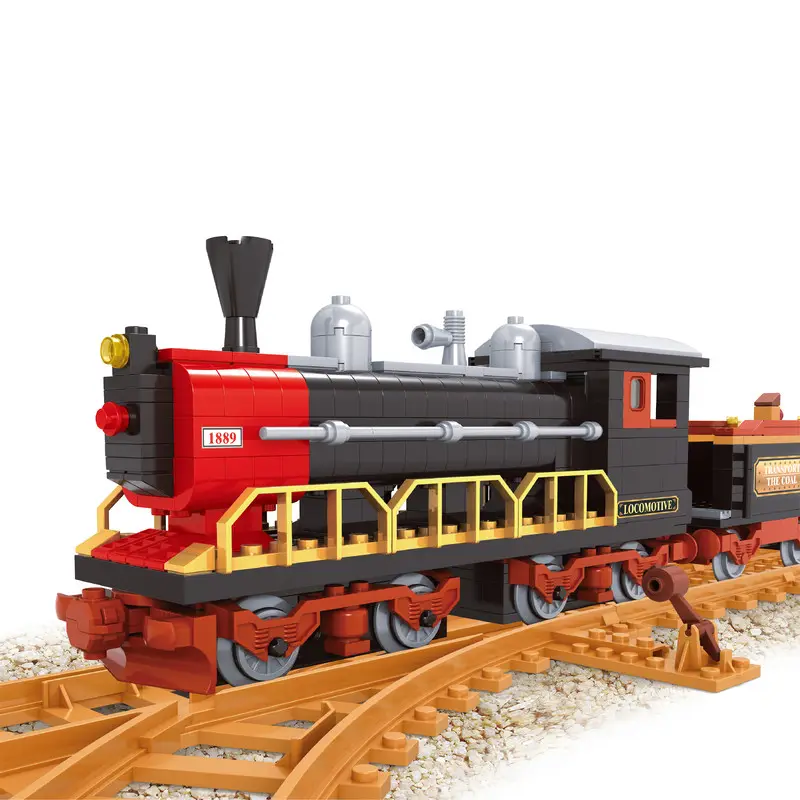 Clásico Retro Vintage antiguo tren de vapor pista juego de bloques de construcción transporte ferroviario locomotora motor Constructor modelo ladrillo juguete