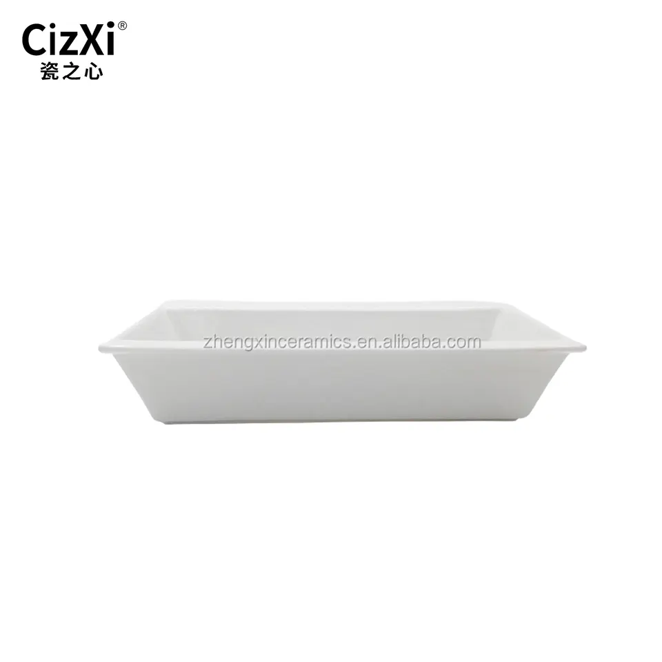 Nordic style creative rectangular tableware cheese baked rice cake bread apple pie grilled fish white ceramic baking plate