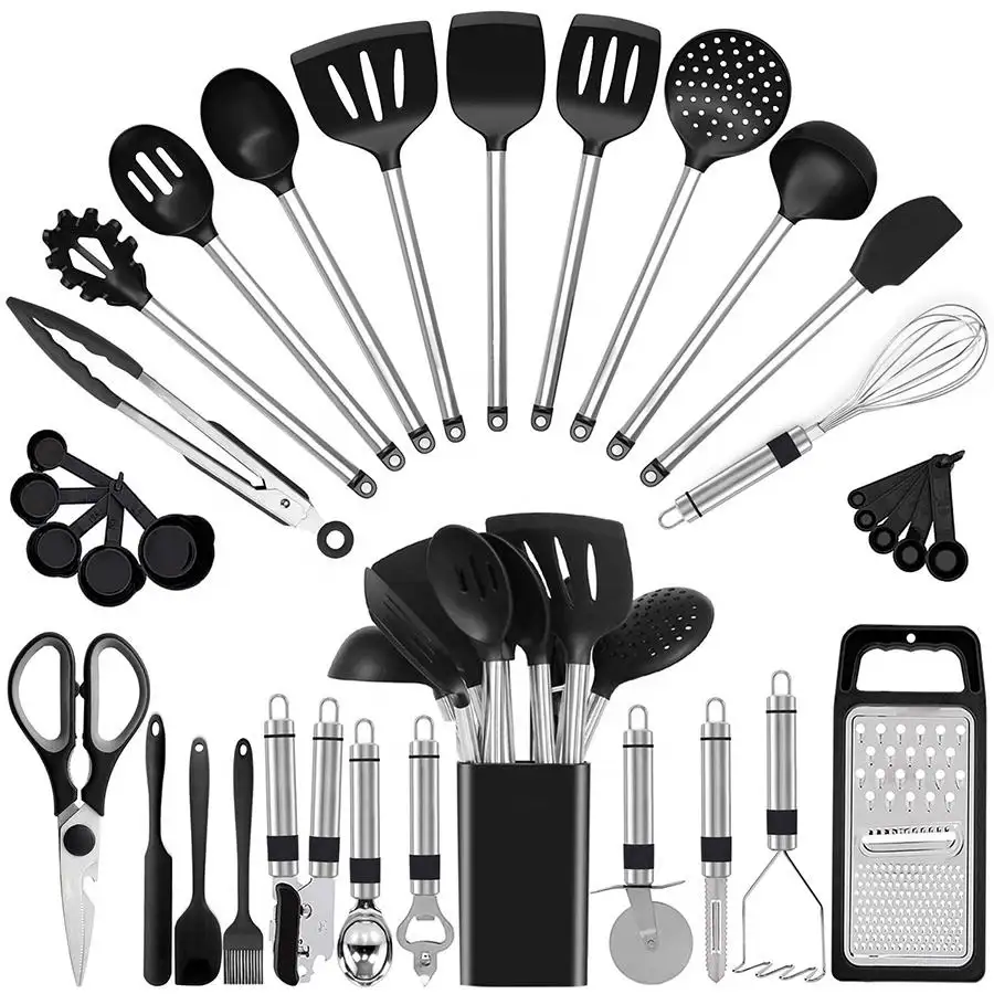 Пользовательские кухонные принадлежности, кухонные инструменты из нержавеющей стали, набор кухонной утвари, силиконовые кухонные принадлежности, наборы кухонной утвари, кухонная утварь
