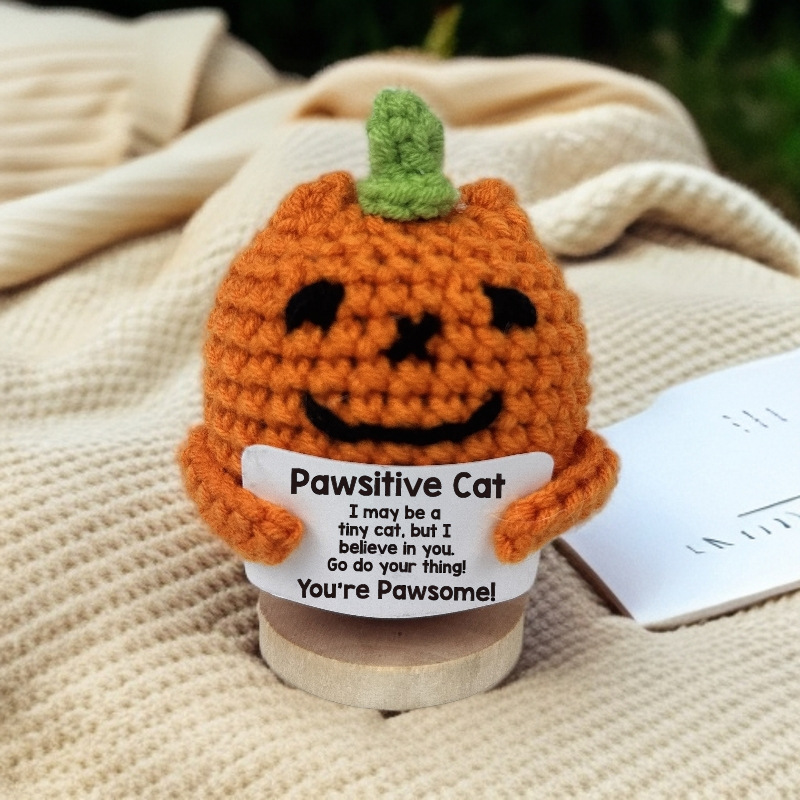 poupée en laine-chat orange halloween