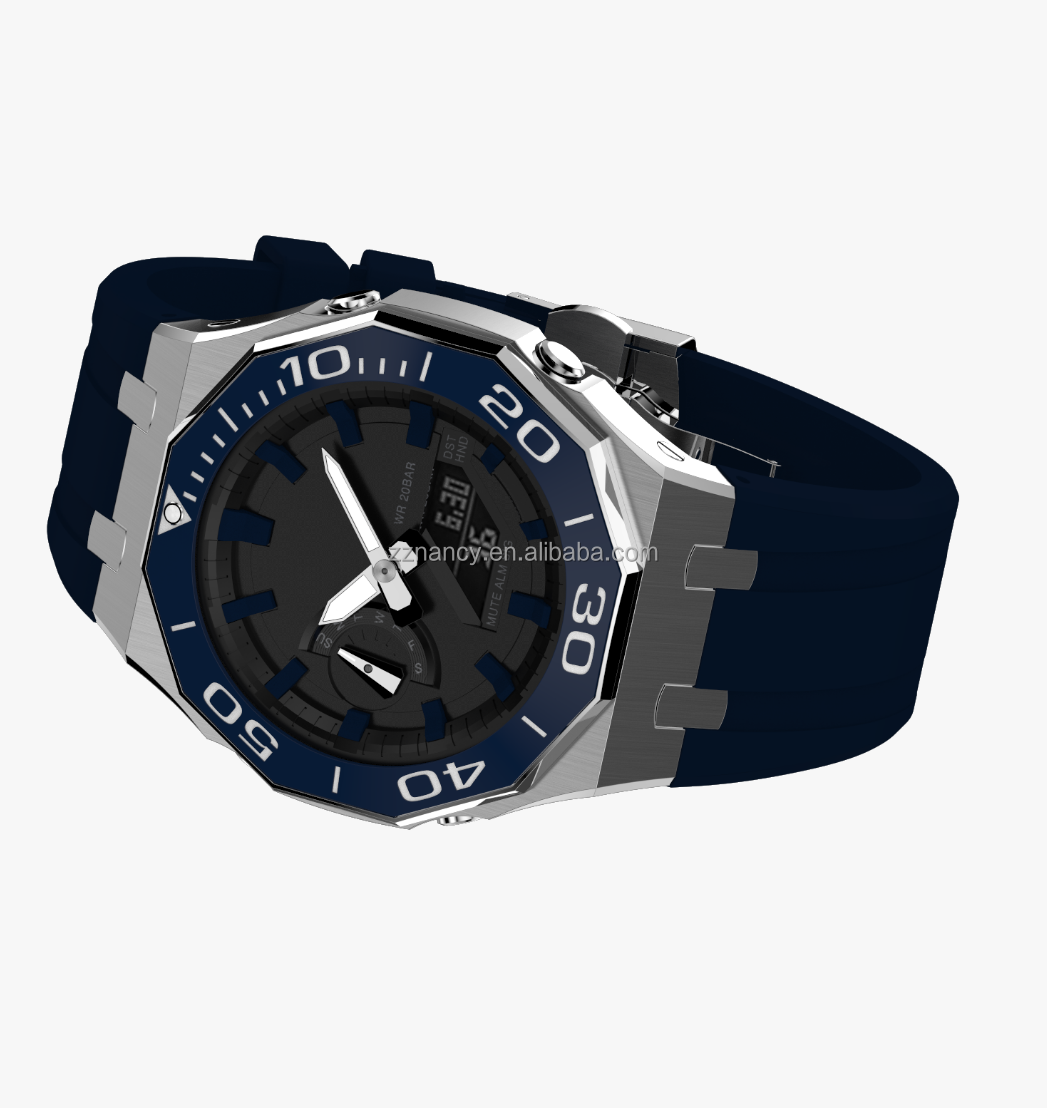 Boîtier bleu + bracelet noir