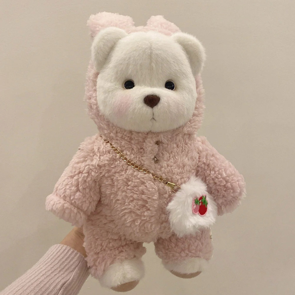 Sac fraise en peluche rose sans ours