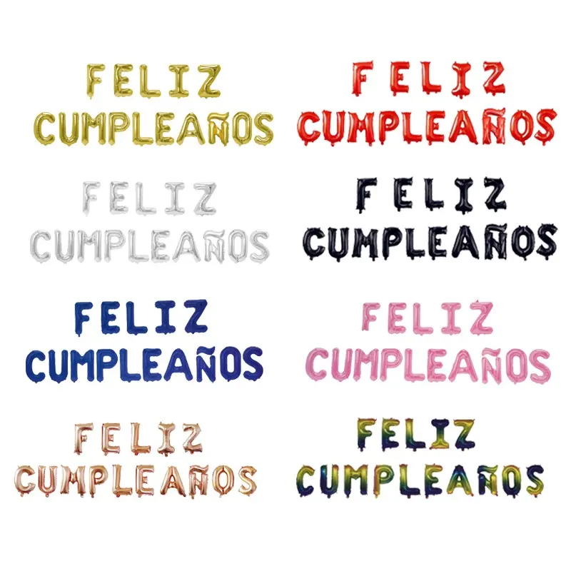 Набор воздушных шаров CYmylar в виде букв ко дню рождения с испанской раскладкой