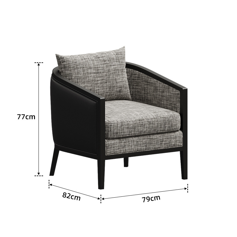 Fauteuil noir (coton, lin, cuir Nappa)