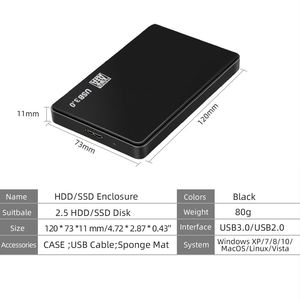 2.5 Inch SATA Để USB 3.0 ABS Nhựa Ổ Cứng Bao Vây Bên Ngoài HDD Trường Hợp Hộp Với 9.5Mm Kích Thước Và 2TB Công Suất - Product Image 3