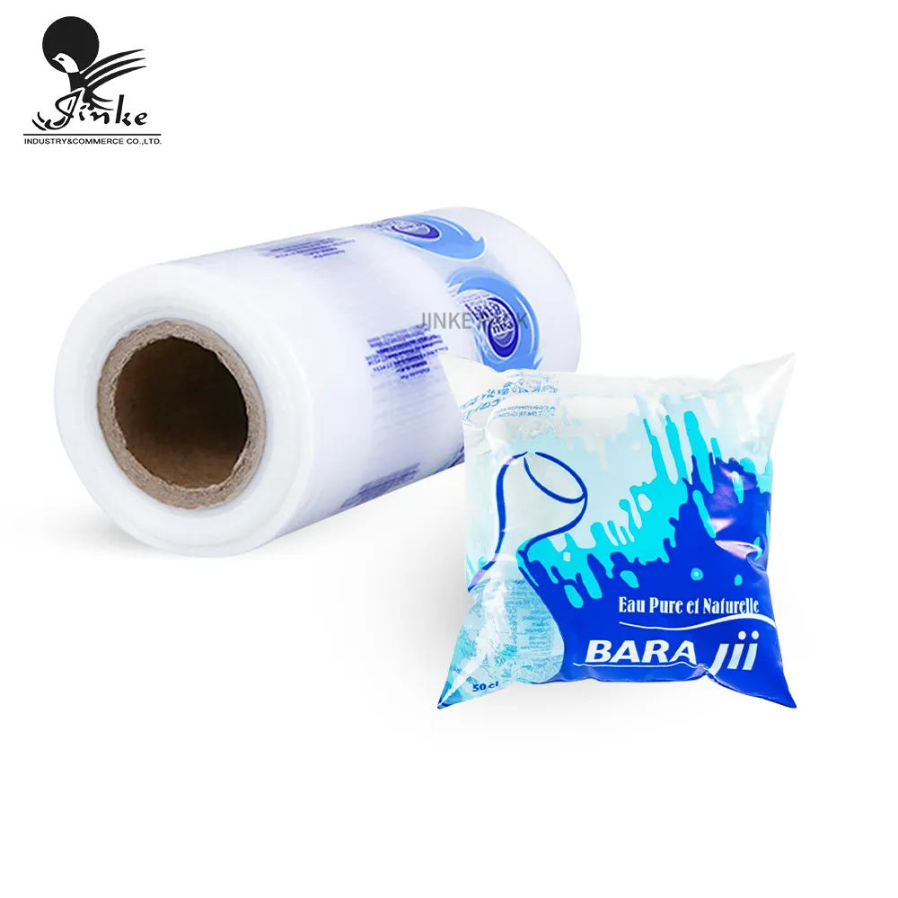Rolo de filme plástico para saco de bebidas líquidas saquinho de água pura LDPE descartável com logotipo personalizado 500ml