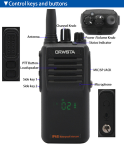 CRWSTA-Walkie Talkie de mano, transceptor profesional a prueba de agua, 8 vatios, IP68, UHF, sistema de intercomunicación inalámbrico - Product Image 3