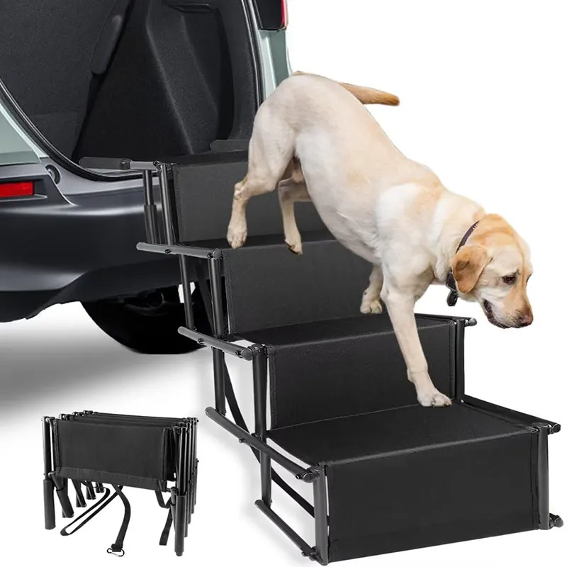 Escalera de rampa de escalada para perros y gatos portátil ligera de 2/4 pasos, escaleras plegables para perros y mascotas, escalones para cama de coches