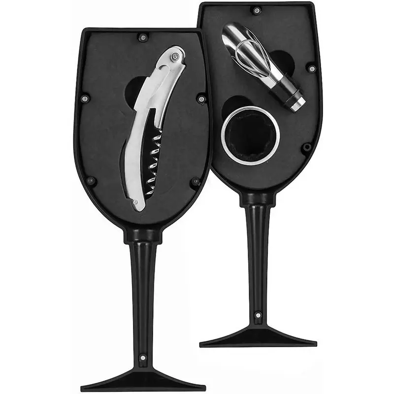 Vendita calda on-line apribottiglie tipo di vino Set scatola regalo in plastica 3 Set o 4 Set Logo personalizzato all'ingrosso