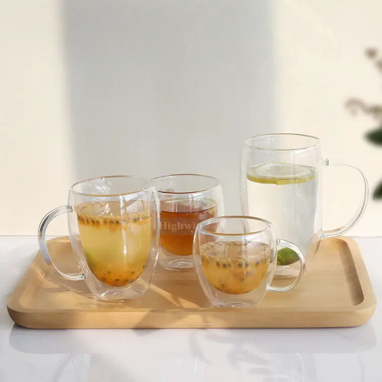 Bicchieri tazza da caffè in vetro borosilicato a doppia parete tazza da tè