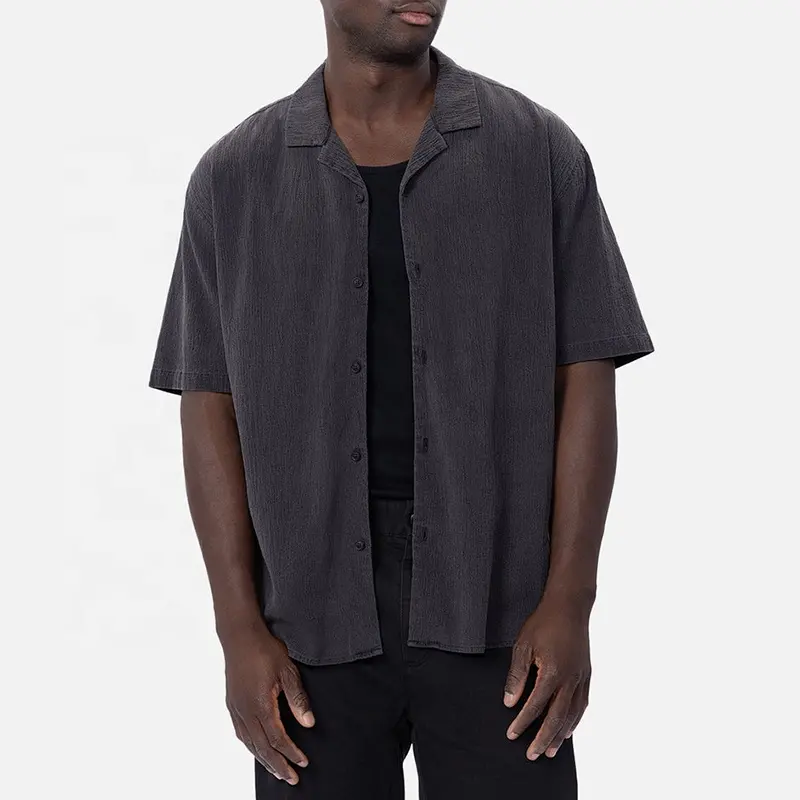 Camicie da lavoro Casual personalizzate con bottone camicie larghe manica corta senza tasche per gli uomini