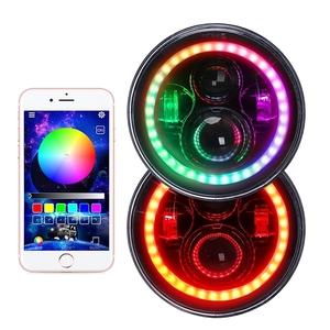 7 inç yuvarlak Led İş işık far RGB Halo mobil uygulama kontrol beyaz sarı far için Jeep yüksek düşük işın sis işık - Product Image 3