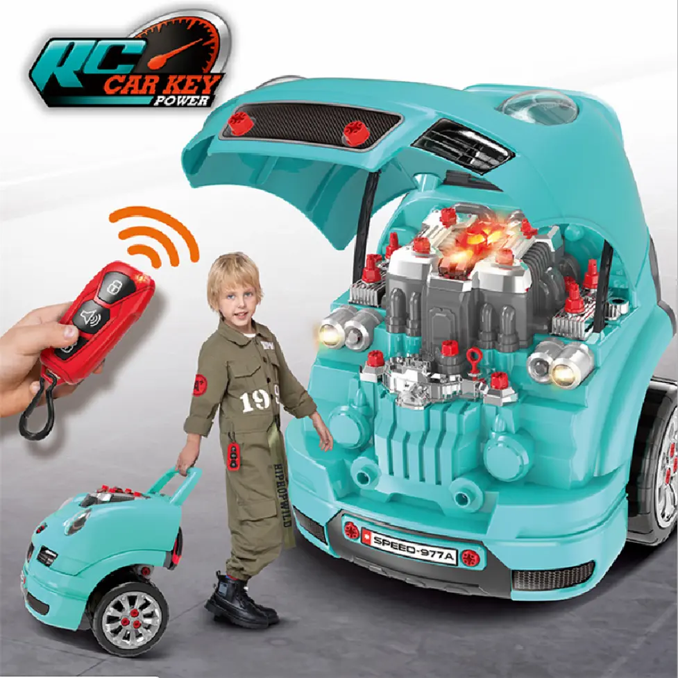Dowellin-Coche de juguete eléctrico para niños, Motor maestro, simulación artesanal, con llave RC, regalos