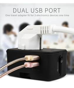 สร้างขึ้นในฟิวส์ความปลอดภัย2พอร์ต USB ทั้งหมดในหนึ่งปลั๊กที่มี5000มิลลิแอมป์ชั่วโมงธนาคารทั่วโลกสากลเดินทางอะแดปเตอร์ - Product Image 5