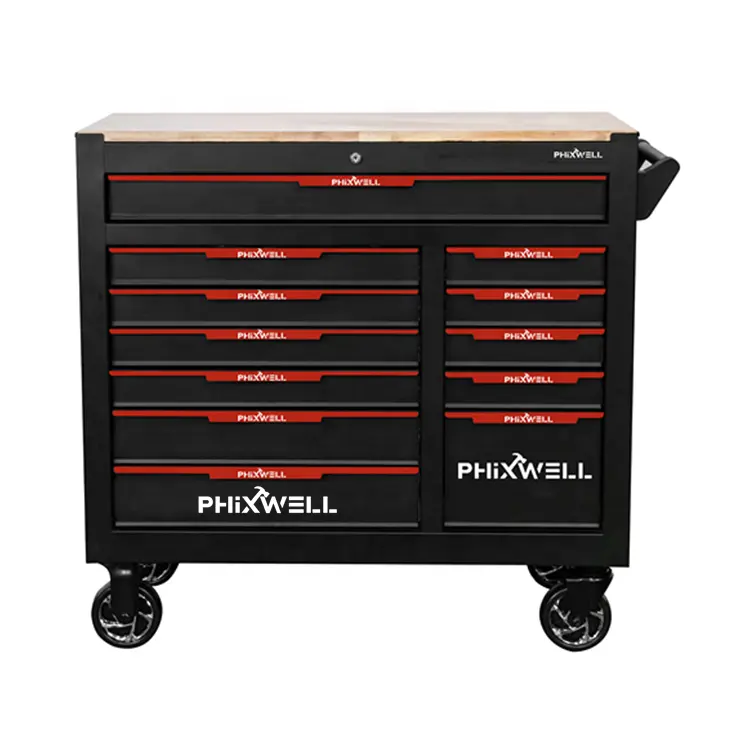 PFIXWELL Workshop Rolling Mobile 12 Drawers large Storage Cabinet Tool Chest Organizer Cart with tools