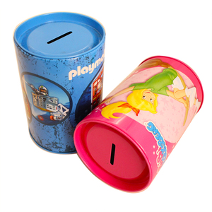 Celengan silinder kreatif Tinplate, celengan kaleng Eropa, kotak gambar uang tabungan rumah tangga, kotak uang Dekorasi Rumah, kotak kaleng kartun - Product Image 1
