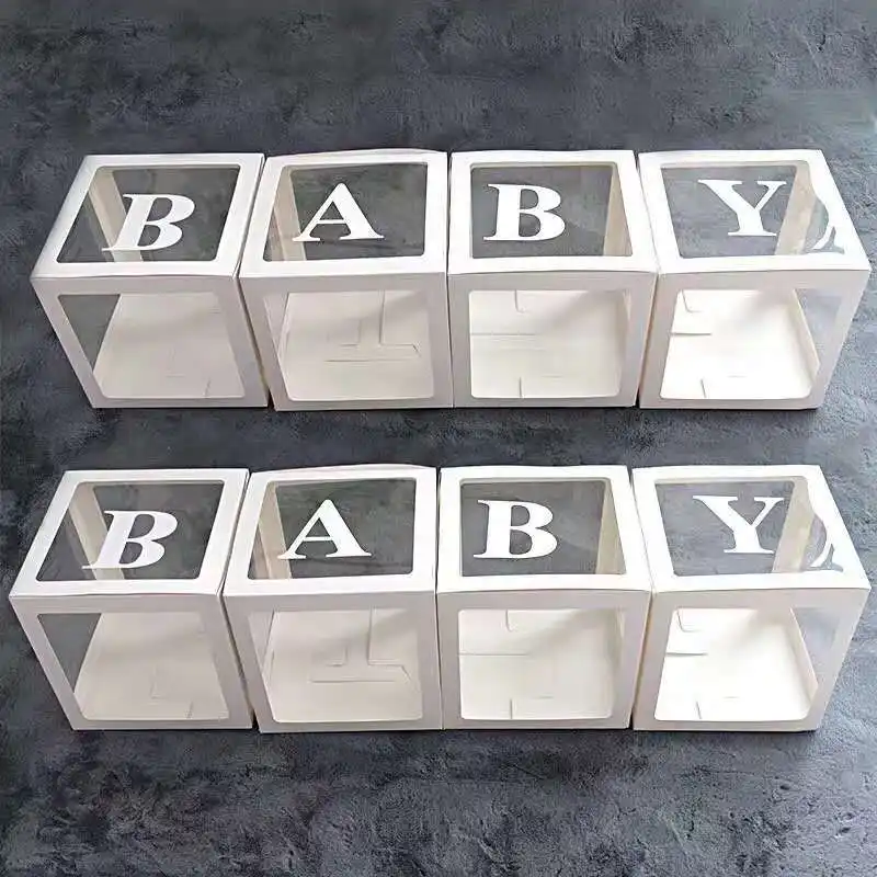 Caja de globos de papel transparente para decoración de fiestas de cumpleaños, letras del alfabeto personalizadas de alta calidad para bebés, LOVE y niños