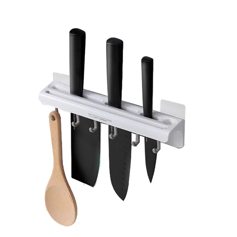 Rak penyimpanan pisau dipasang di dinding, Aksesori dapur bebas perforasi, rak penyimpanan & rak plastik