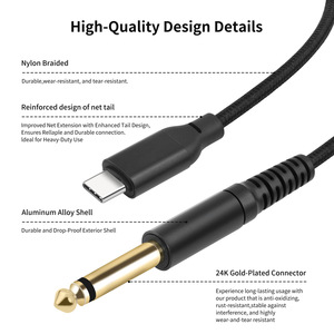 Adaptador de salida estéreo USB C de 6,35mm, Cable de 1/4 TRS de 8m, Chip Digital integrado para cámara de proyector, conexión Coaxial RCA para coche