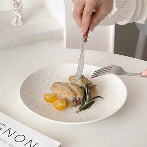 レストランホテルパーティーセラミックサービングプレート石器食器白丸型デザートサラダプレート