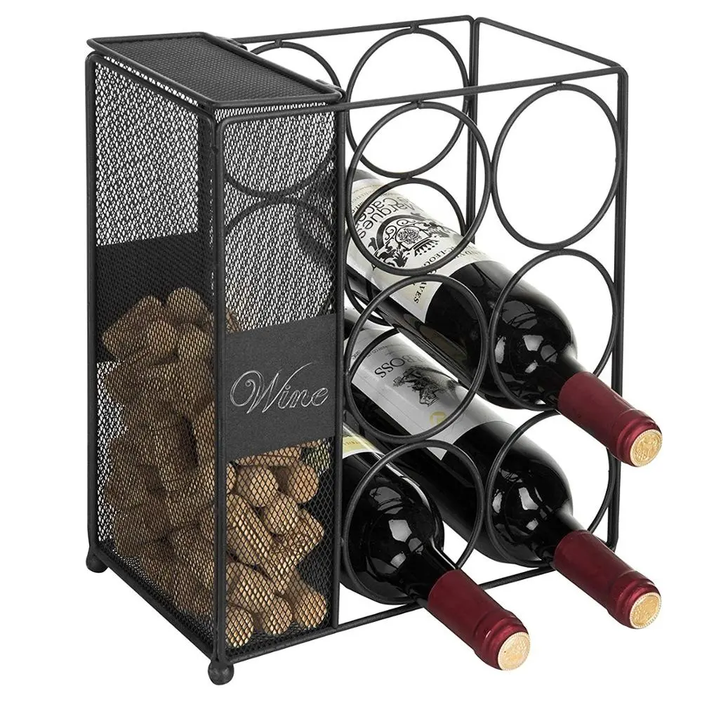 Wholesales Modern Freestanding 6 Bottles Metal Wine RackとWine Cork Holder