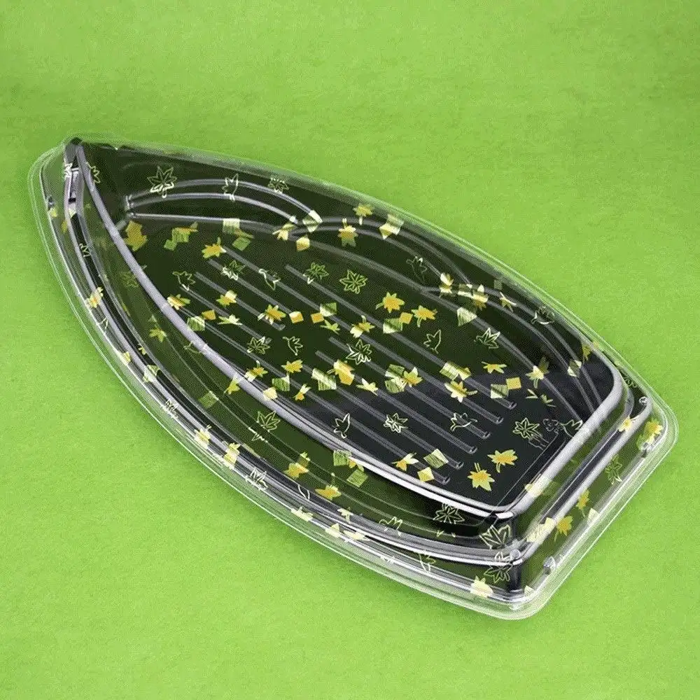 Disposable Plastic Fast Food Boat Sushi Box Sashimi Platter Packing Box For Fish