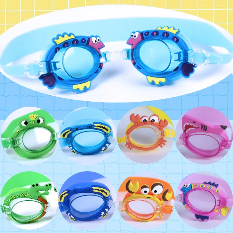 Óculos à prova d'água para natação, novos óculos de desenho animado para crianças, meninos e meninas, para áreas externas, com fivela ajustável