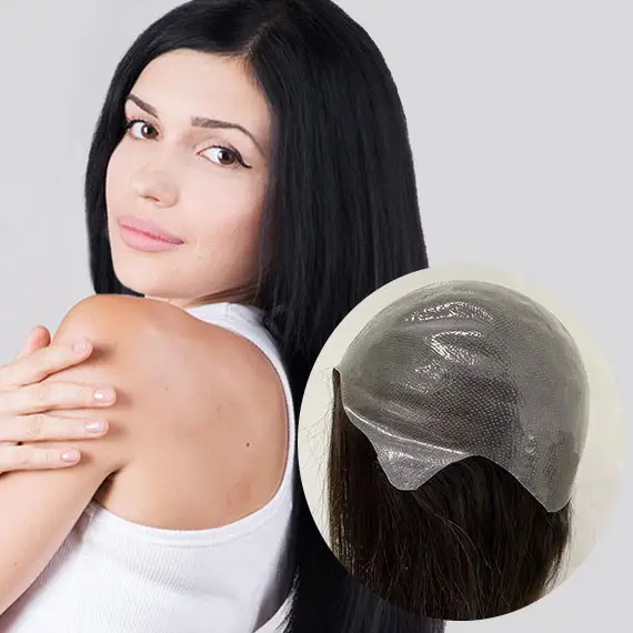 Unprocessed Top Grade Quality European Natural Hair Silicone Anti-slip Soft Base Glueless Medical Wig For Alopecia Patient Women