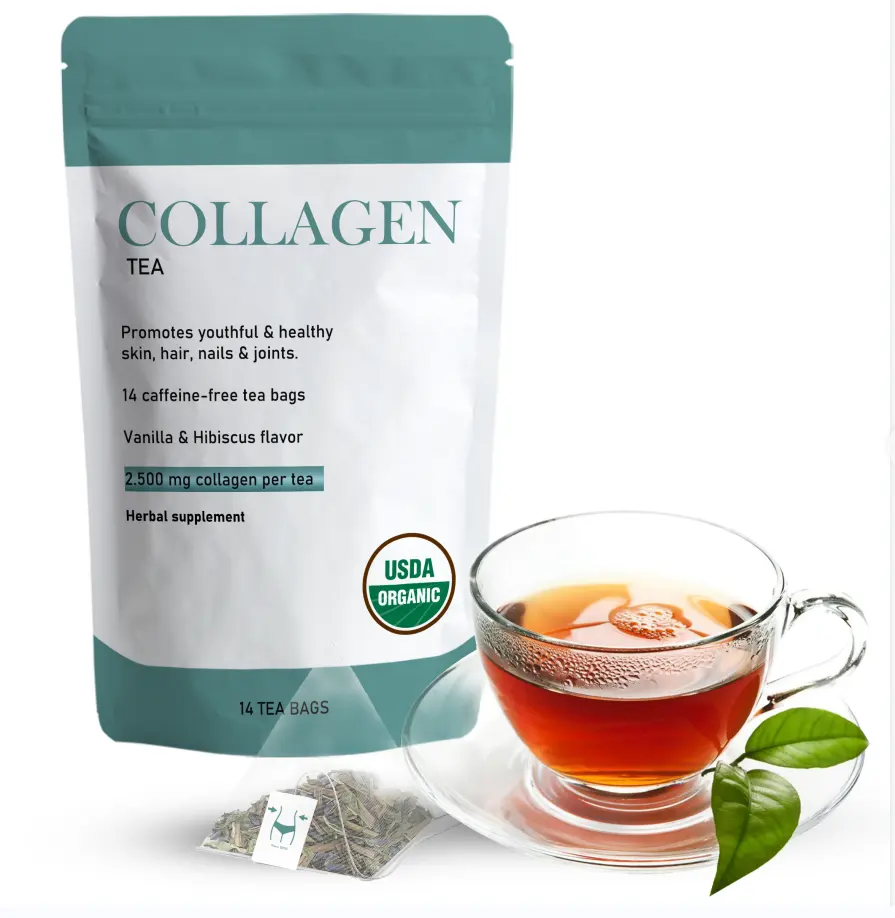 شاي داعم للكولاجين مخصص لتجميل البشرة 14 يوم يدعم شاي الكولاجين