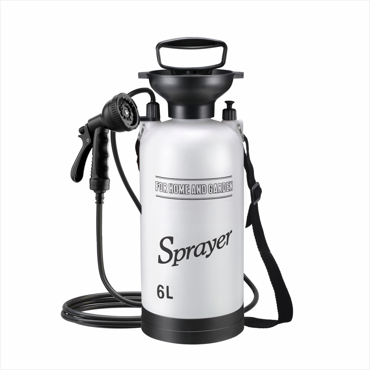 6l white shower-3m leather tube-black 10 function water gun