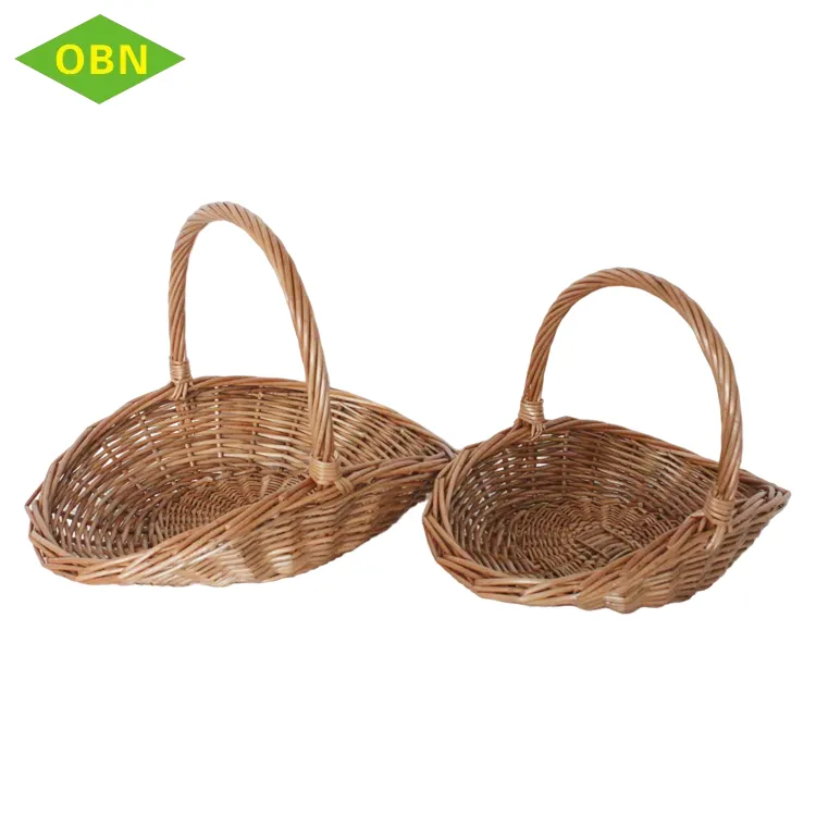 Ensemble de 2 panier cadeau en osier de fruits vides de mode ovale tissé à la main antique nouveau design pour fleur