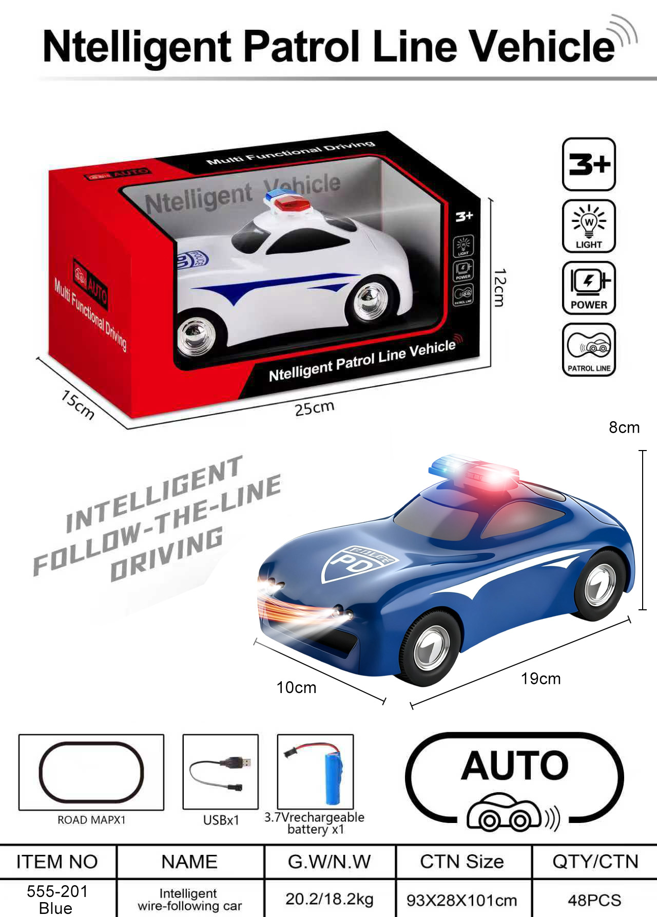 555-201 Bleu (Clair) - Version Rechargeable - Boîte Fenêtre