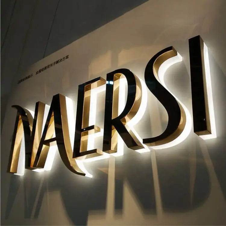 Letras acrílicas led montadas en la pared, impermeables, con letras 3d, Para Nombre de la empresa de la tienda