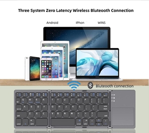 Teclado inalámbrico ultrafino portátil de tres pliegues con Trackpad portátil Oficina Aprendizaje Teléfono móvil Tablet Teclado universal - Product Image 2