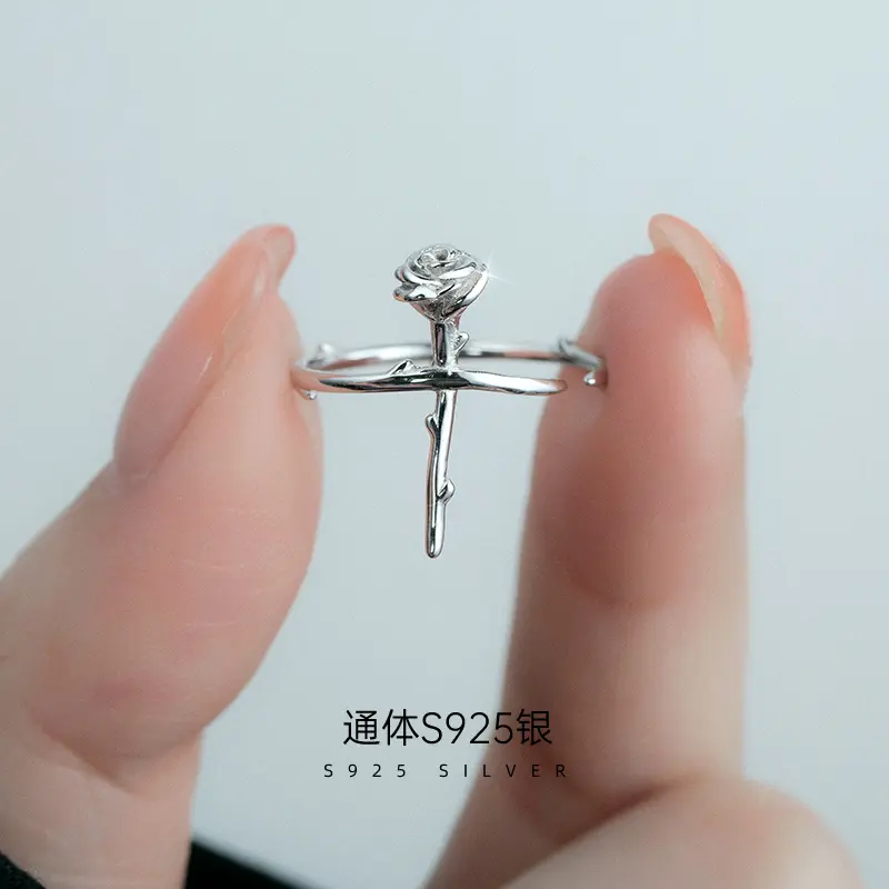 925 sterling silver rose flower size inflatable rings women jewelry