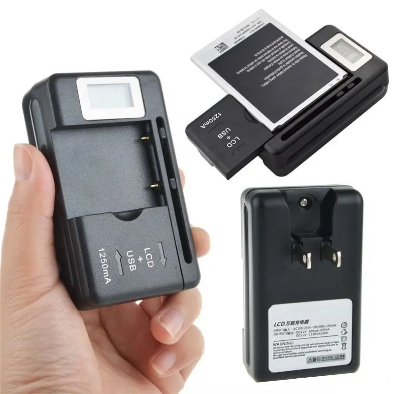 Pengisi Daya Travel Dock Dinding Rumah Li-ion Baterai AC USB Layar LCD Universal untuk Samsung Galaxy S3 S4 S5 Note 4 Nokia Huawei