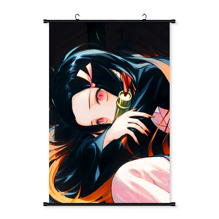 Su misura Della Parete di Scorrimento In Legno di Scorrimento Hanging Indoor Outdoor Ornamentali Anime Banner,Anime Appeso Un Poster Asta In Alluminio